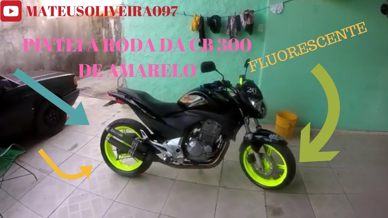 PINTEI A RODA DA CB300  De AMARELA FLUORESCENTE