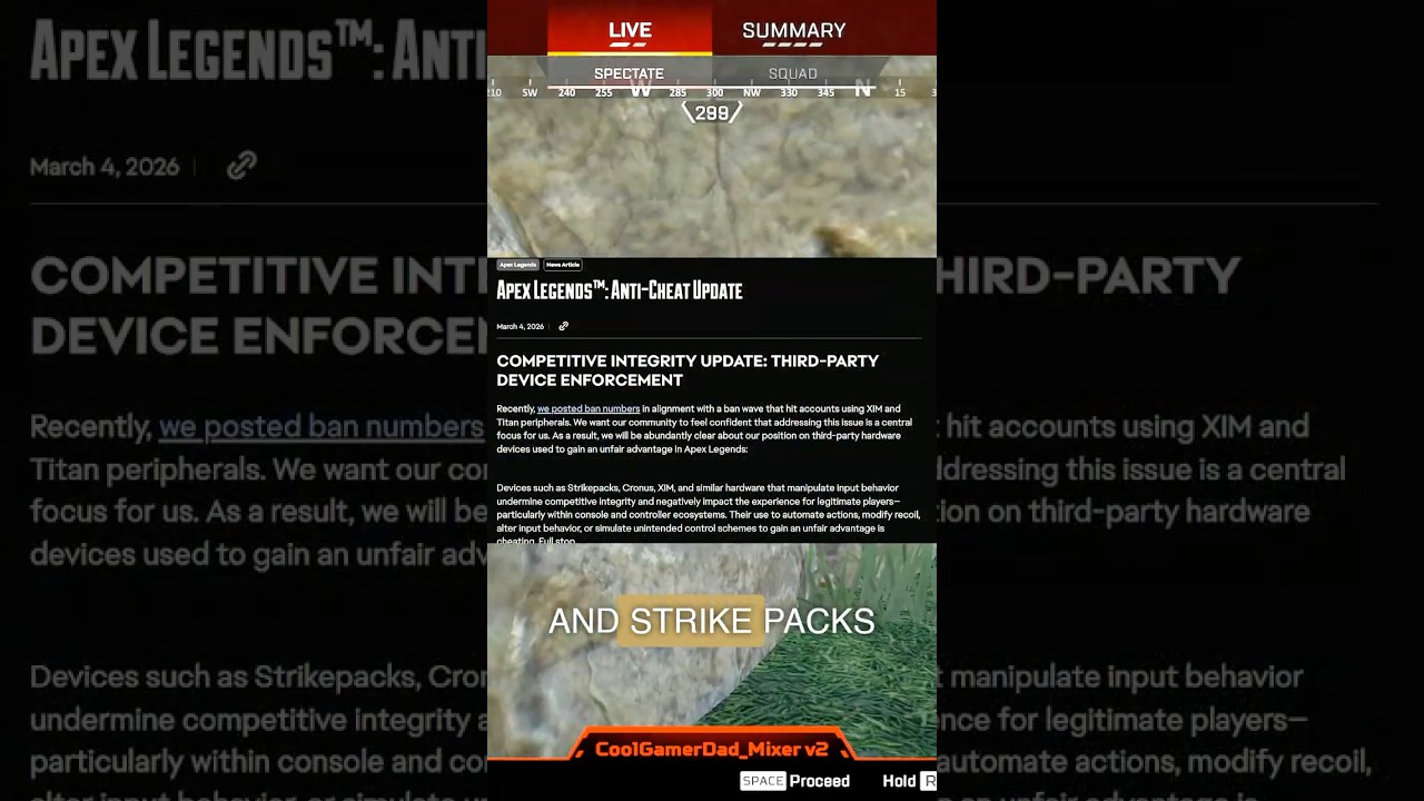 Apex Legends Big BAN On Cheaters Using Chronus Zens, Strikepacks, and Third Party Devices