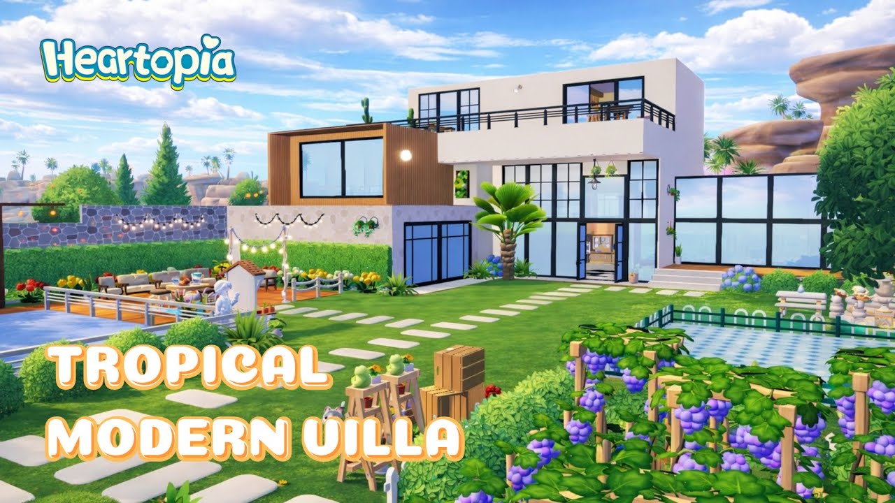 Building Tropical Modern Villa Heartopia (18 Plots) House Idea Heartopia