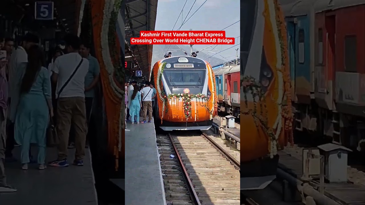Kashmir First Vande Bharat Express Crossing Over World Height CHENAB Bridge 