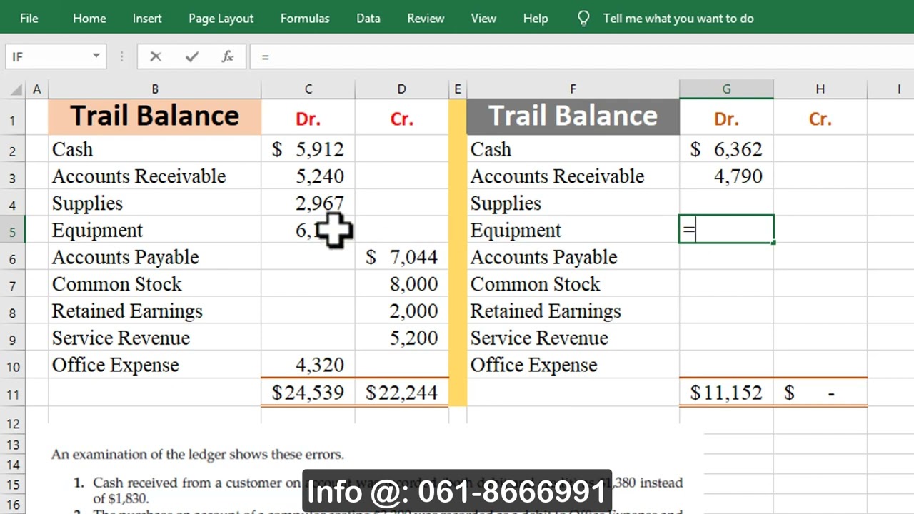 Saxida Xisaabta :Trail Balance Correction, Af-Somali