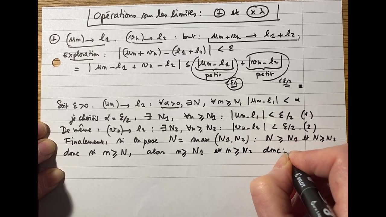 Somme de suites et multiplication par une constante : démonstration des opérations sur les limites