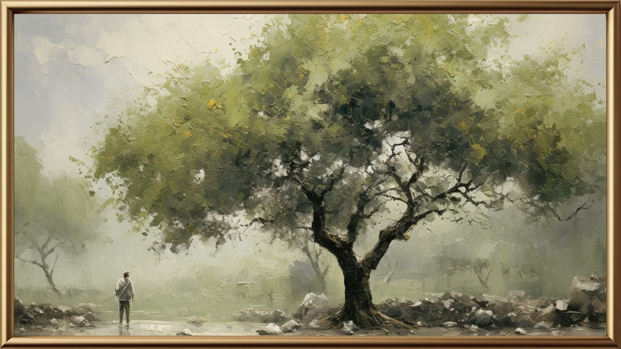 Vintage TV Art Landscape Painting | Gold Framed TV Art | Art Screensaver for TV | 1 Scene - 2 Hrs
