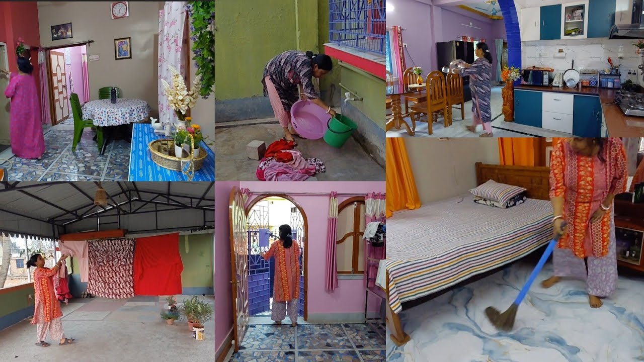 গুছিয়ে সংসার করা,পরিপাটির সাথে ঘর গুছিয়ে রাখা। সকাল থেকে ঘর পরিস্কার +কাঁচা ধোয়া +রান্না +পুজো সমস্ত