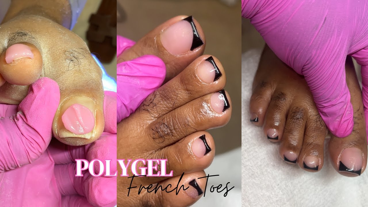 Polygel french toes | Polygel toes tutorial no tips | What me work