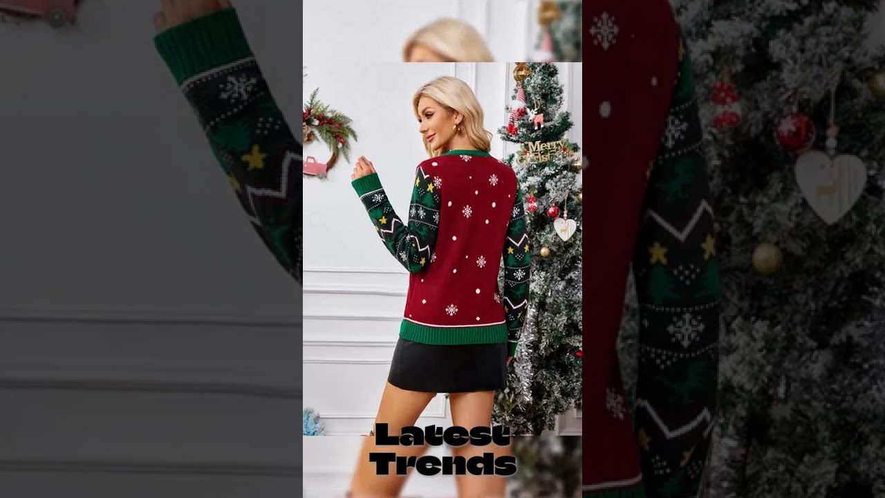 Christmas Element Round Neck Long Sleeve Sweater
