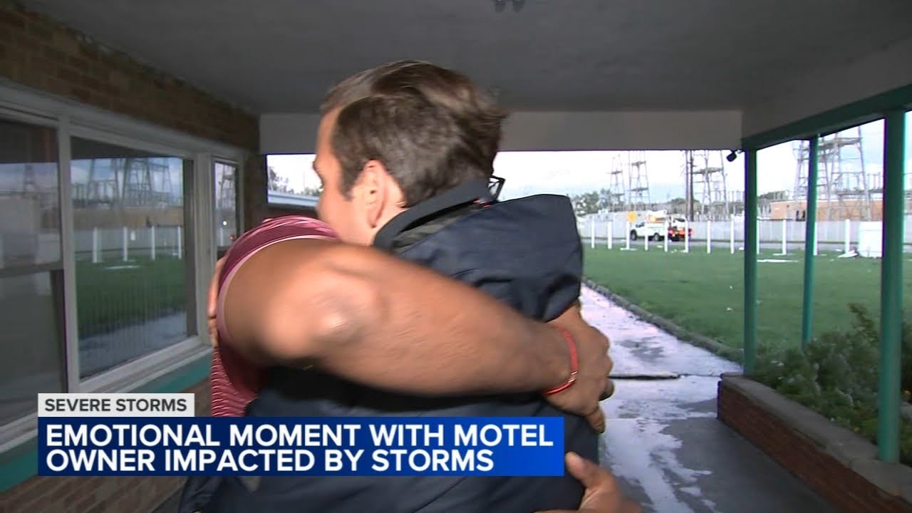 'Can I get a hug?': ABC7 reporter shares emotional moment with motel owner impacted by storms