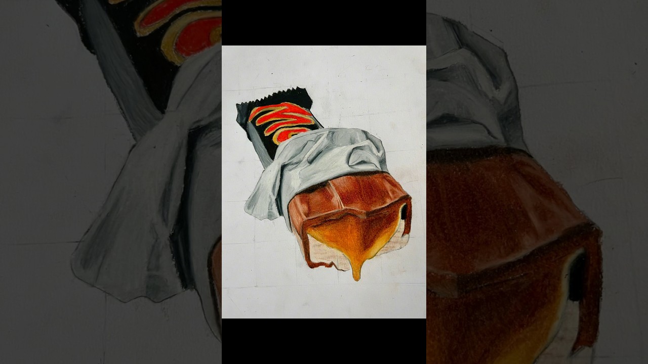 Drawing ✍️ A Mars Chocolate Bar 🍫🍪 🍮 In 6 Hours! 🕰️ #shorts #art #chocolate #drawing