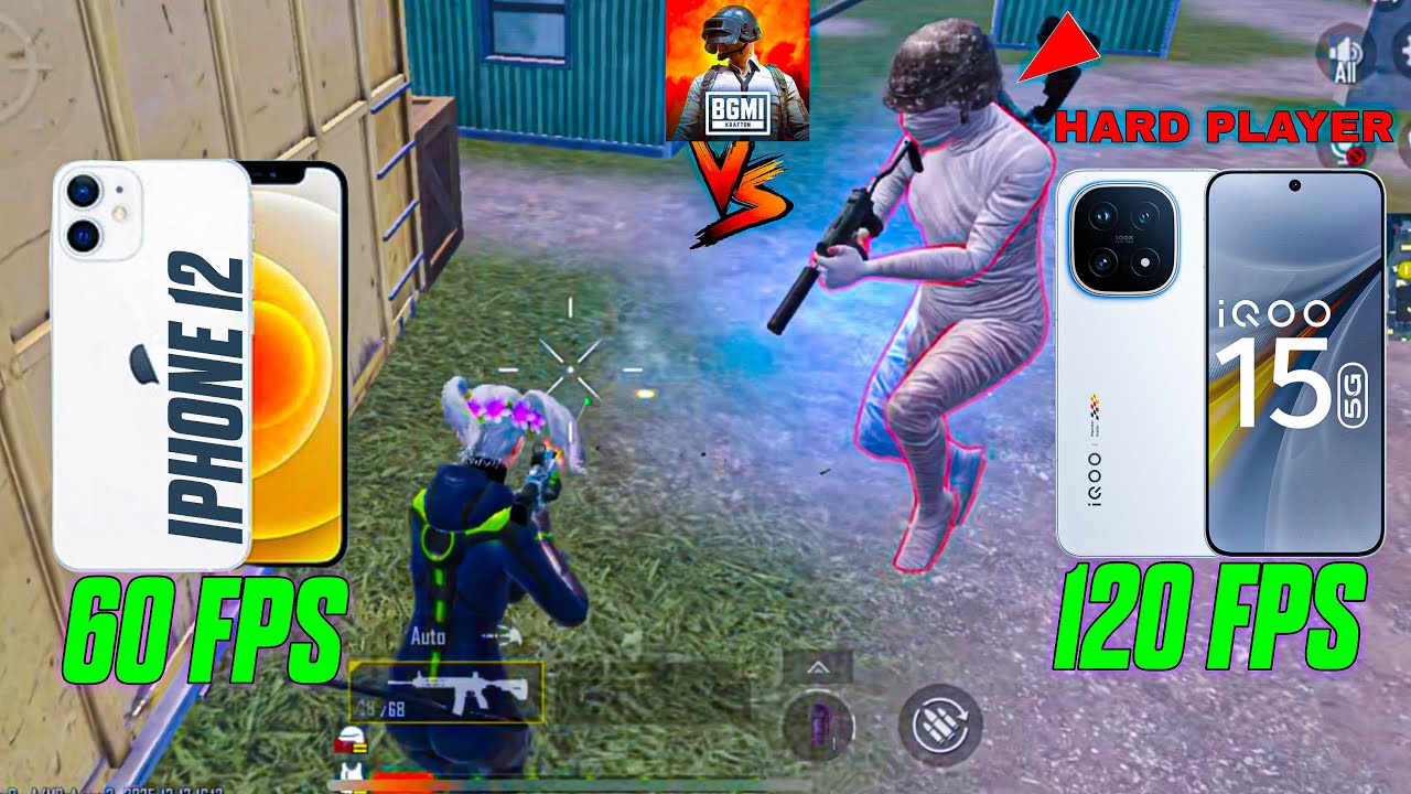 🔱iPhone 12 vs Iqoo 15 🔥 BGMI TDM 1v1 Test | 60FPS✅ vs 120FPS |