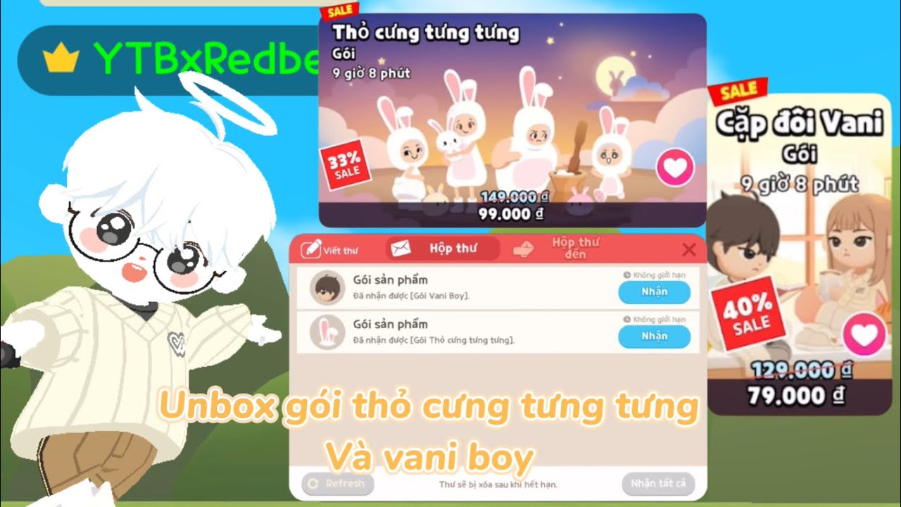 Play Together | Unbox gói thỏ cưng tưng tưng và gói vani boy