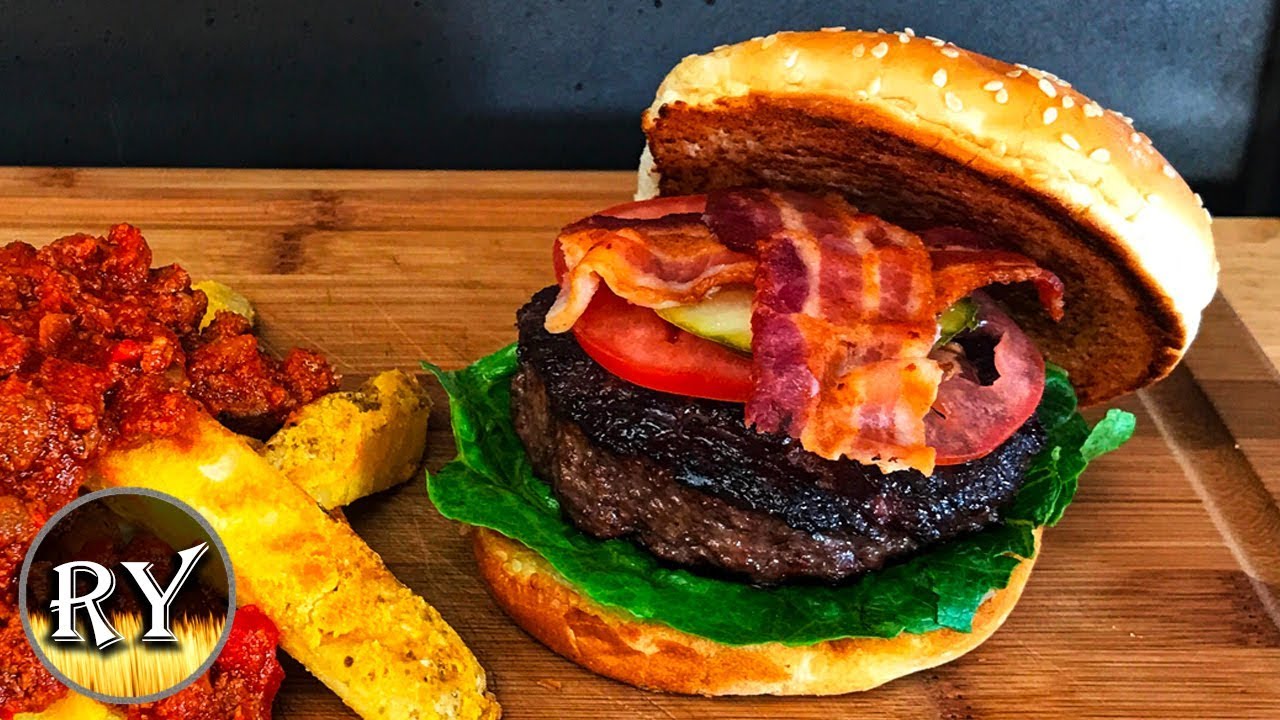 Wagyu Burger Grilled On The Weber Kettle With Wagyu Chili Fries