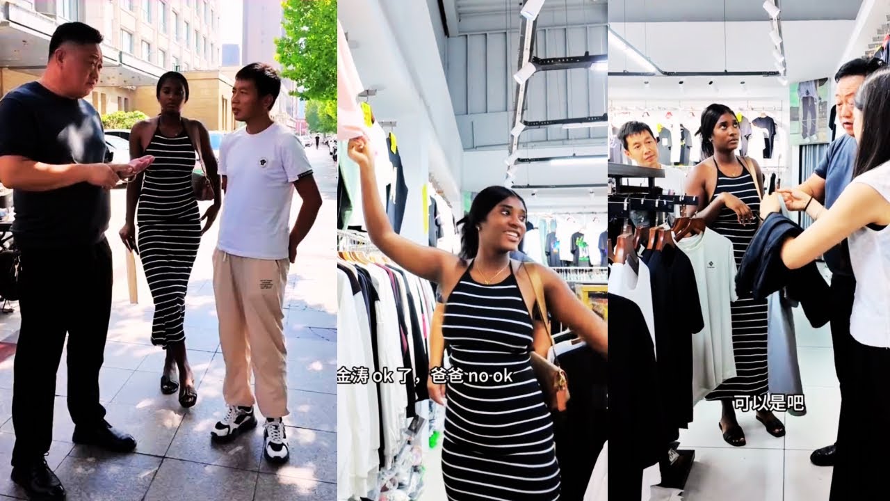 Angela successfully renewed her visa and happily helped her father-in-law choose beautiful clothes