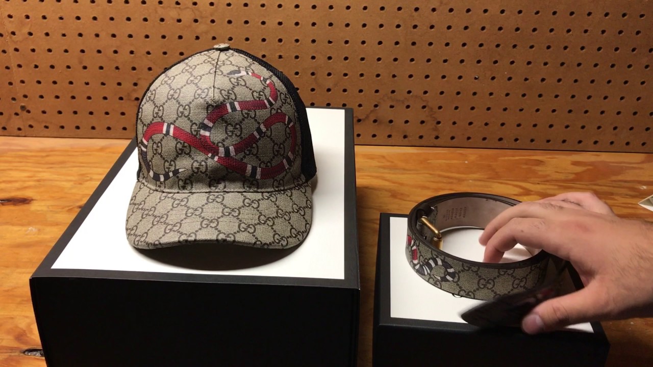 Gucci Snake print GG Supreme Belt And Baseball Hat Review