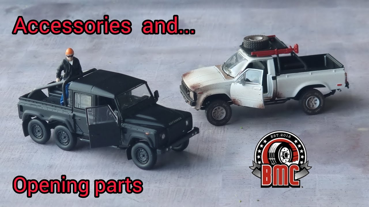 Toyota Hilux Rusting, Land Rover Defender 6x6 BM creations. Unboxing Review! Big Accessory pack!