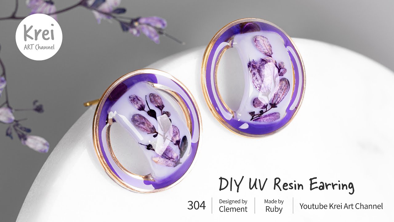 【モールドなしUV レジン】DIYでドライフラワーを使ってピアスを作りました〜♪UV Resin -DIY Dried Flower in UV Resin Earring.