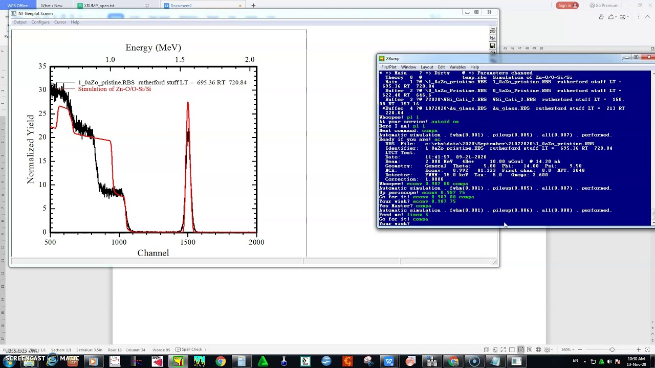 RBS (Rutherford Backscattering Spectra) analysis by using XRUMP software- session IV