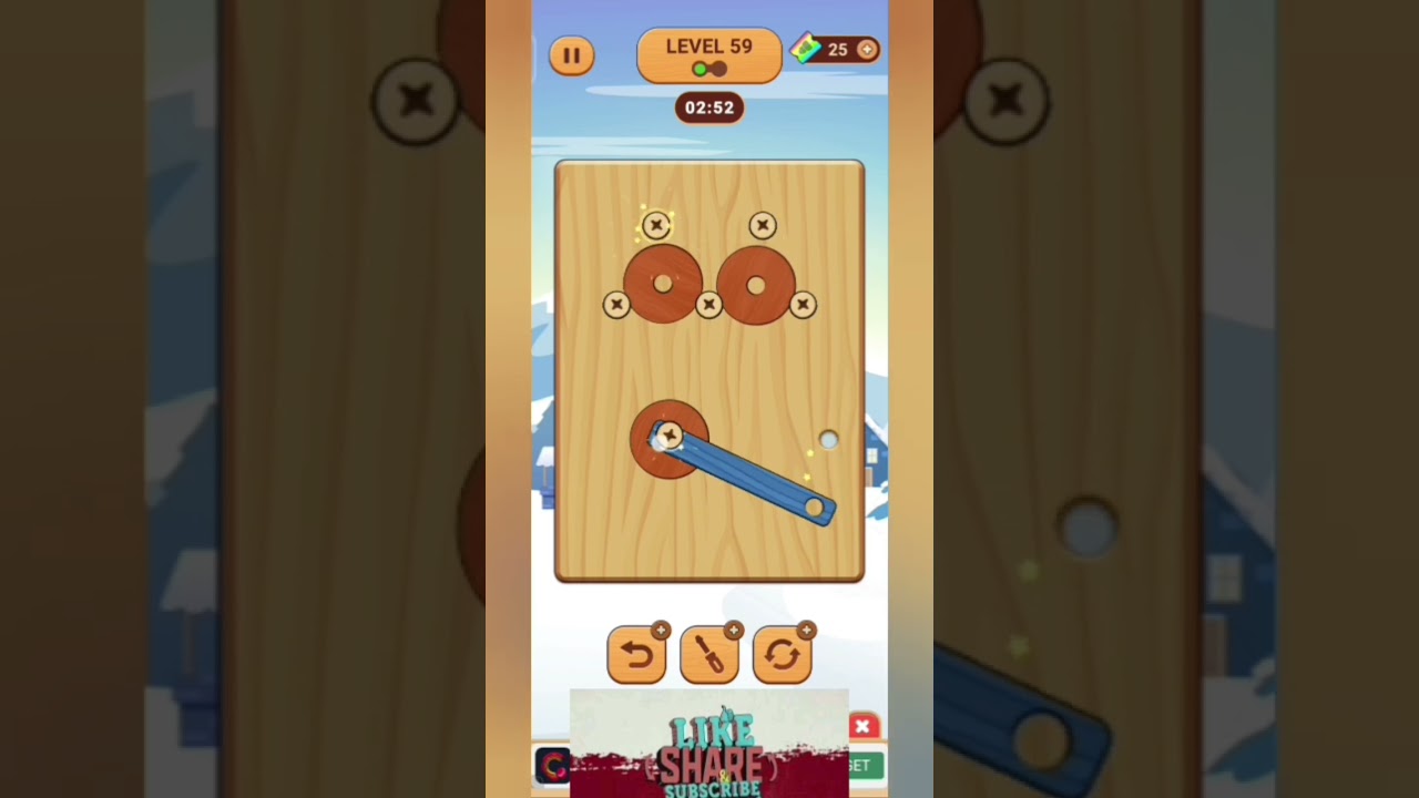 wood nuts & bolts , screw level 59 (#puzzlegame #iqgame @Screwdrivergamingoffical)