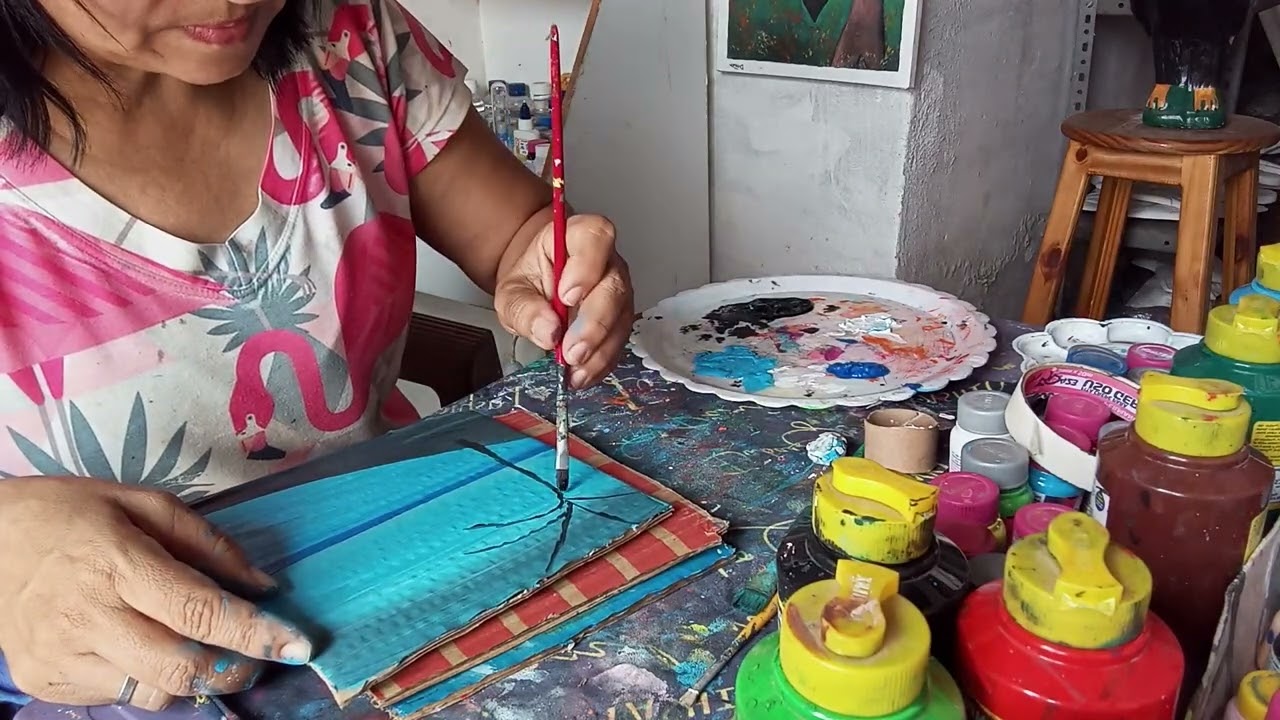 arte feito a ✋ aprenda pintando no papelão 