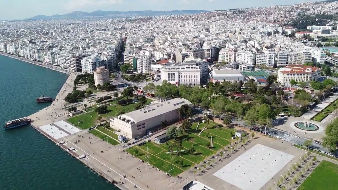 Drone Fly Over Thessaloniki, Greece