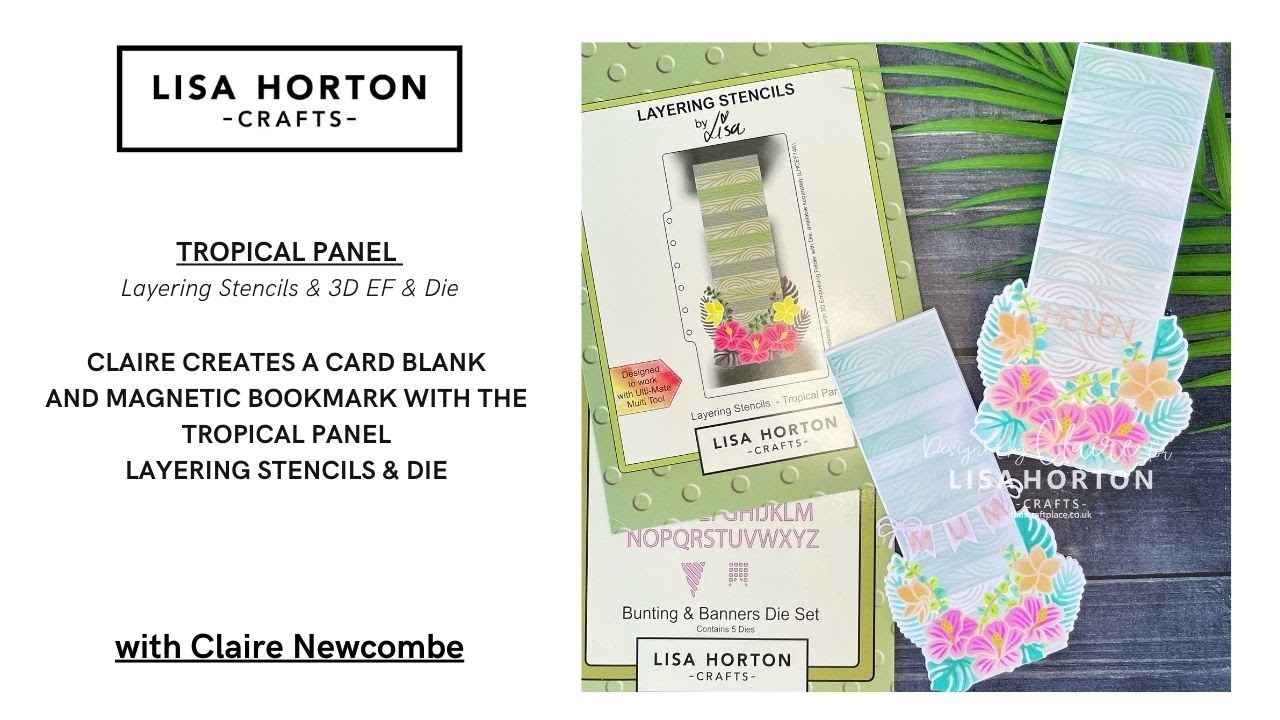 CLAIRE MAKES A MAGNETIC BOOKMARK & CARD BLANK WITH THE TROPICAL PANEL STENCILS & DIE