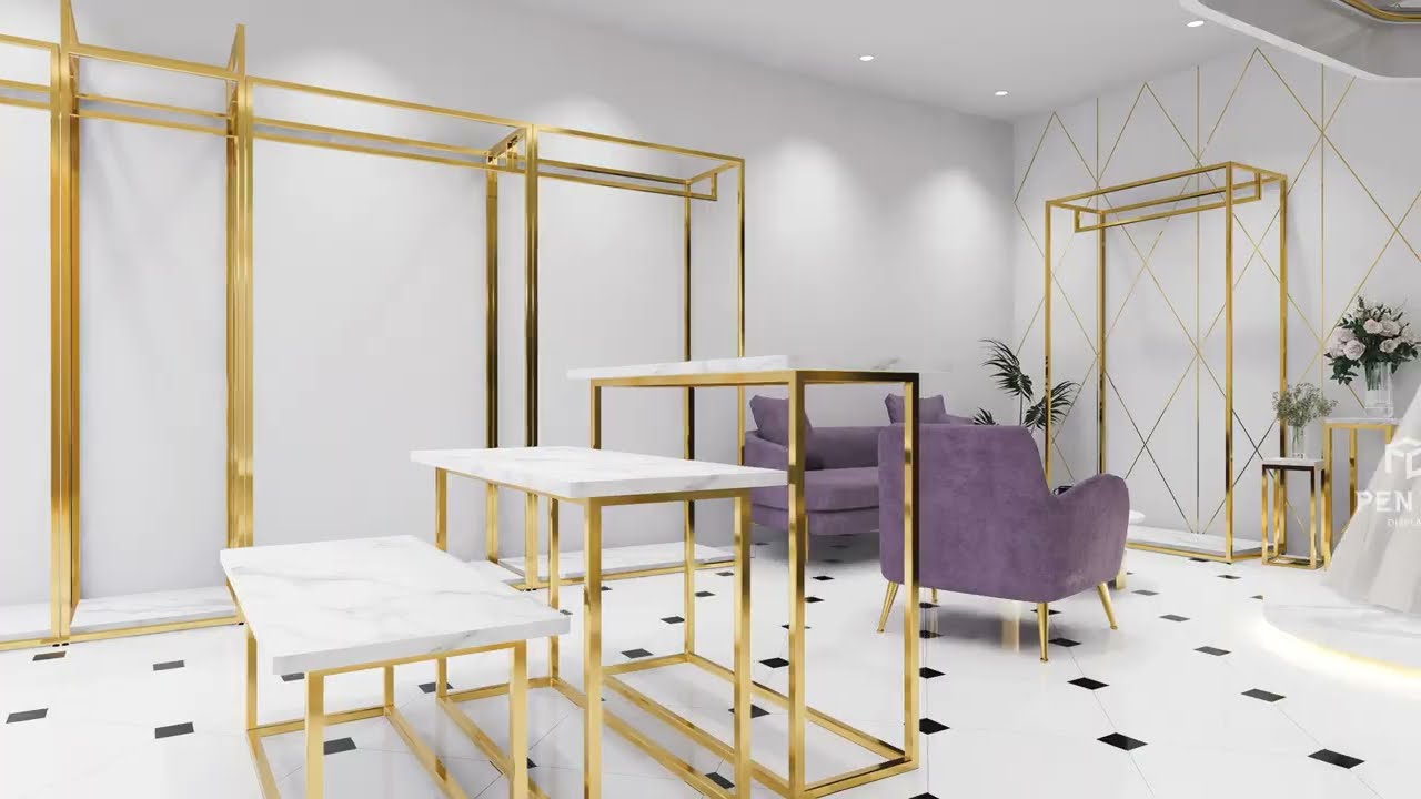 Luxury bridal boutique shop interior design | custom wedding dress display rack suppliers  #shorts