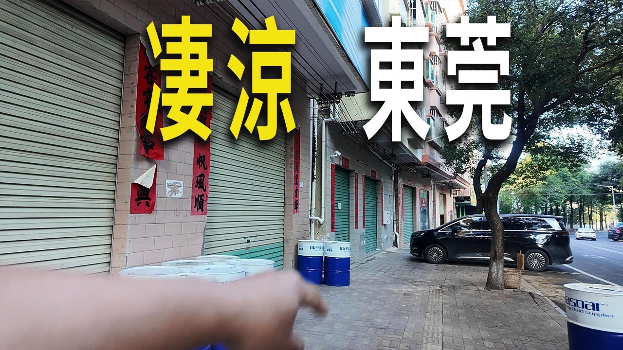 東莞樟木頭鎮的街頭真是蕭條凄涼，剛探訪完關閉的廠房，臨街店鋪也倒閉。曾經繁華的小香港，只有高聳的港式住宅樓，還殘留著輝煌的過去。我買來啤酒和下酒菜，在夜市地攤上喝了起來。