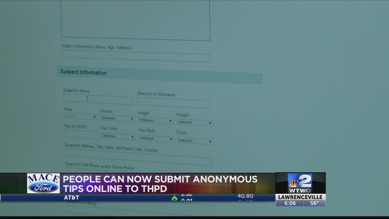 Online tool to submit anonymous tips to THPD