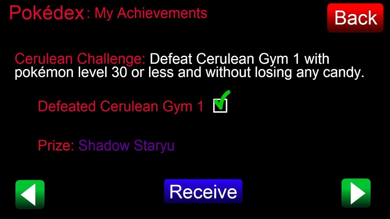 Pokémon Tower Defense: Cerulean Gym Achievements (both)