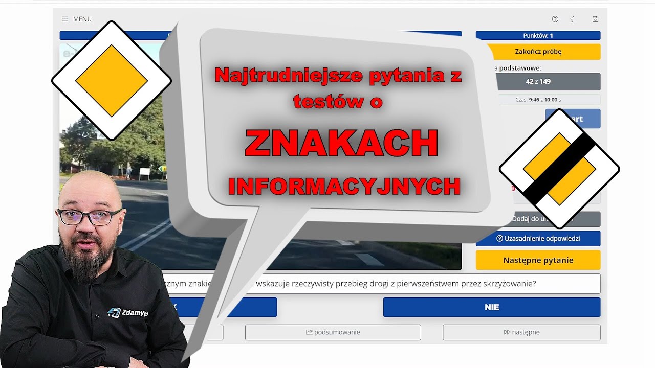 Poznaj najtrudniejsze pytania: Znaki informacyjne nr 1. Testy ZdamyTo