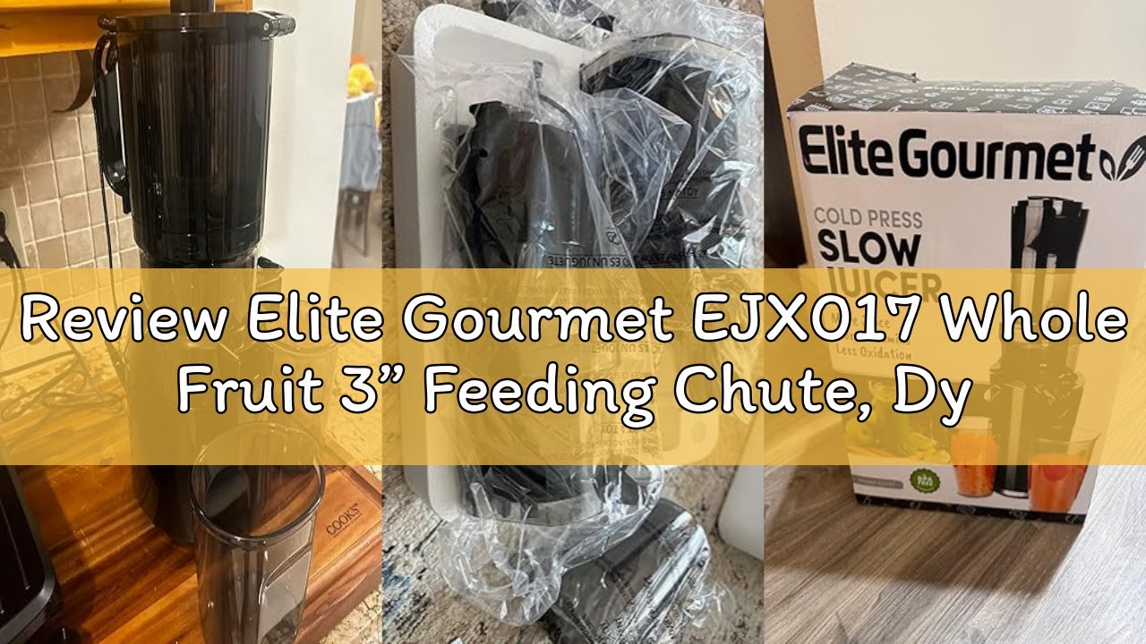Review Elite Gourmet EJX017 Whole Fruit 3” Feeding Chute, Dynamic Masticating Slow Juicer, High Yiel
