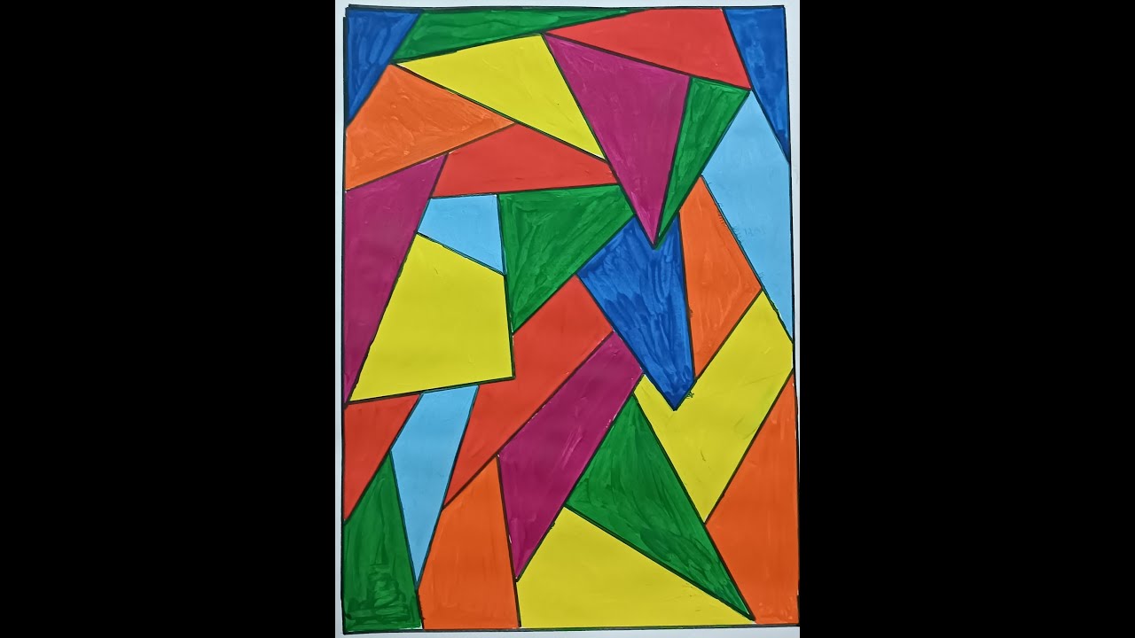 geometrik şekilleri boyama soyut ve grafiksel çalışma
