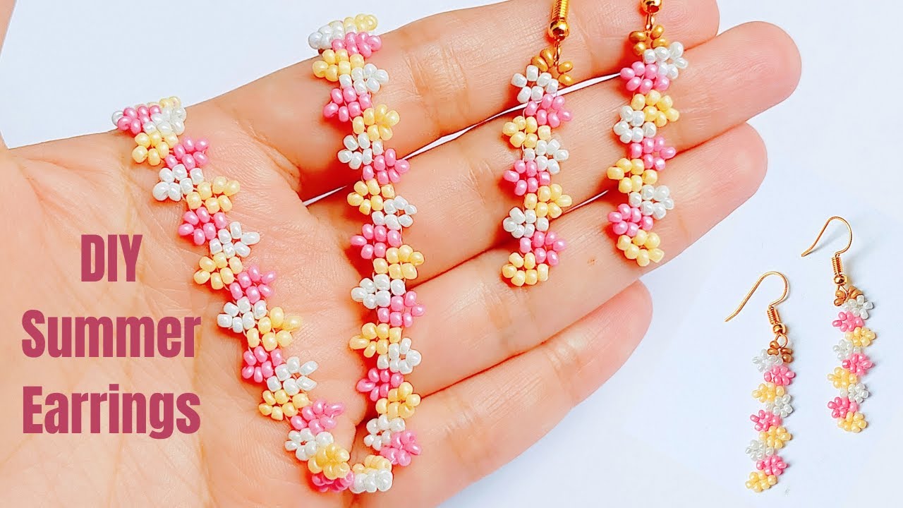 Seed Bead Summer Earrings Tutorial with Step by Step Instructions - Cute Beaded Earrings Tutorial