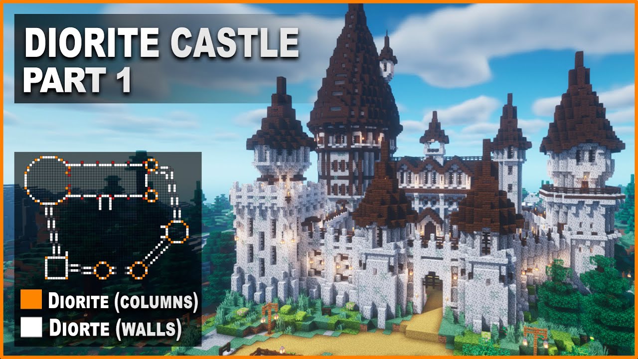 Minecraft: How to build a Medieval Diorite Castle | Tutorial