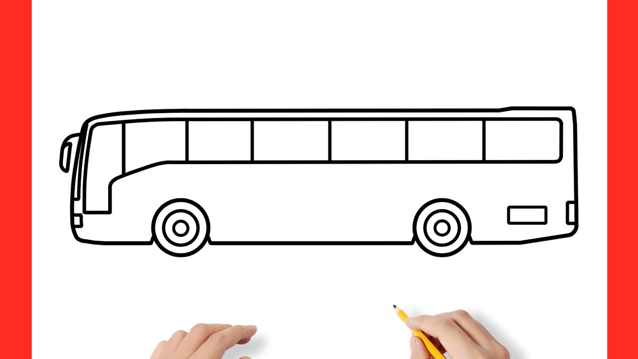 Drawing a BUS step by step / How to draw a Mercedes Benz MB 404 bus easy