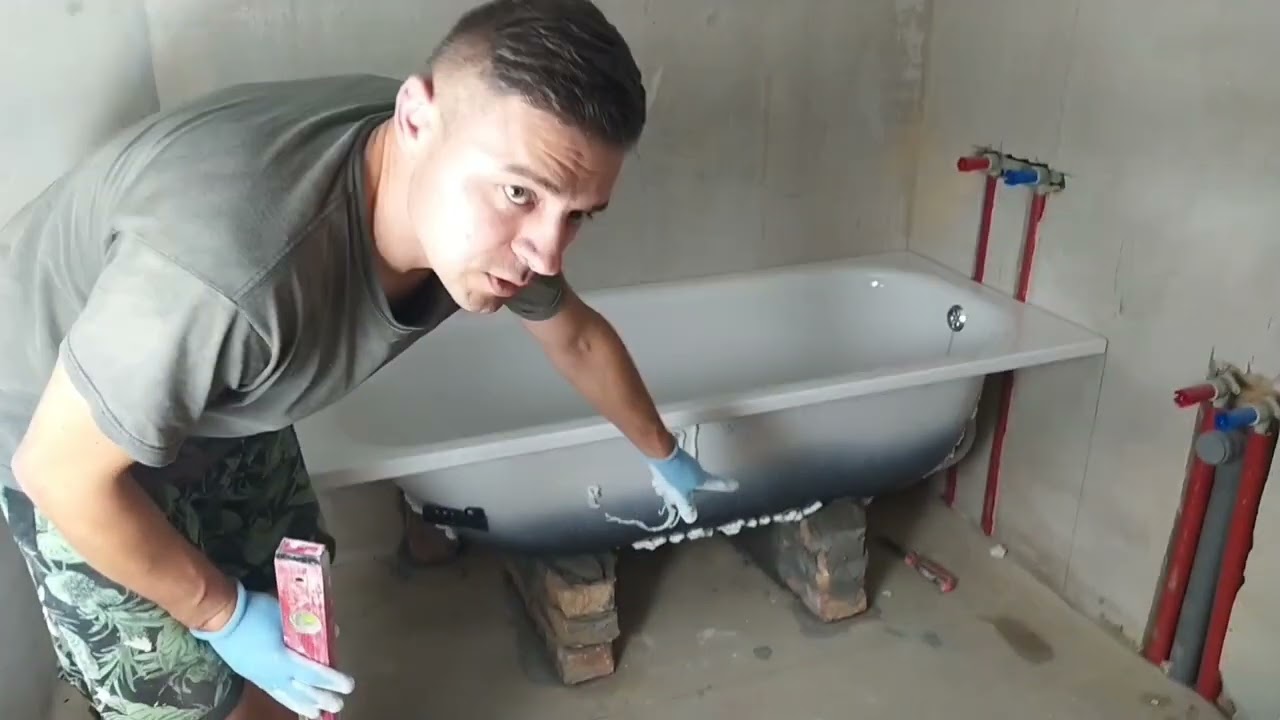 Как установить ванну самому😲. Установка ванны, кладка с кирпичей.