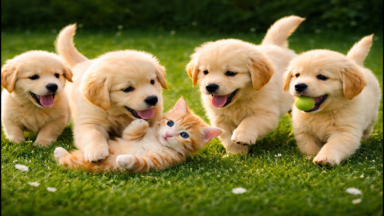 🌸🐶 Lovely Colorful Puppies Playing on Green Grass | Funny Dog Video | Cute Puppy Moments