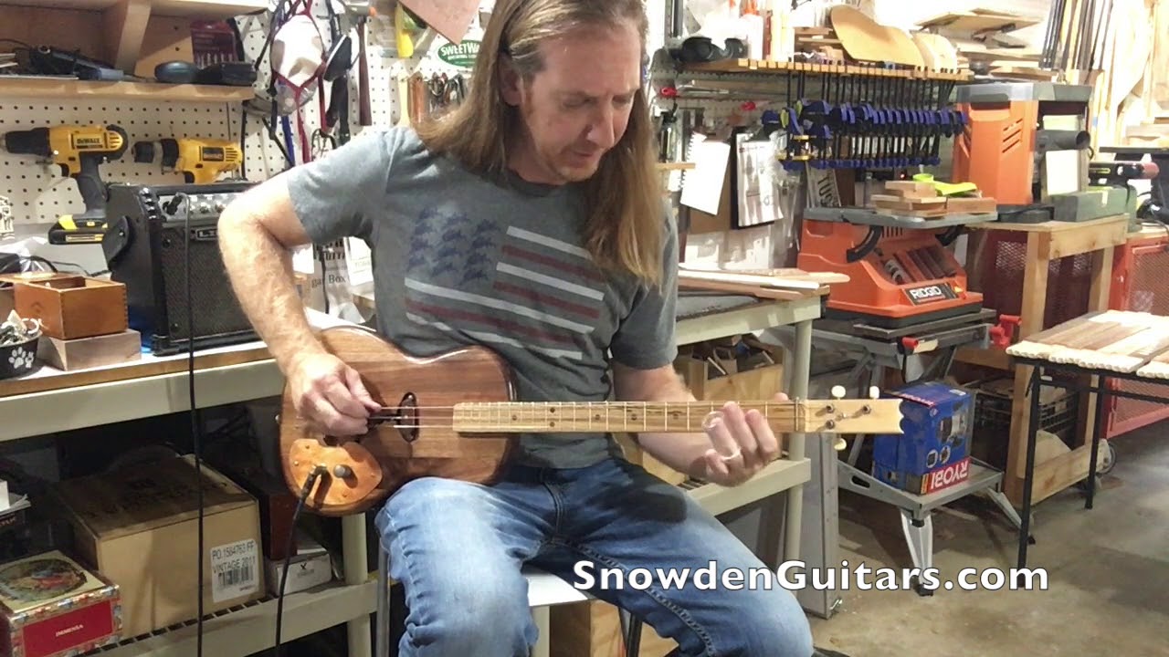 Handmade Solid Body Parlor 3 String Electric Guitar - Snowden Guitars