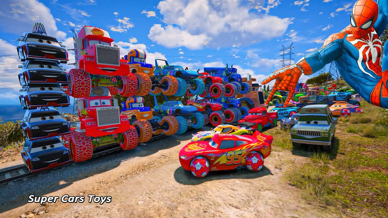 Monster Truck Cars 3 McQueen Mack Tow Mater King Dinoco 8x8 Miss Fritter Jackson Storm Smokey Yokoza