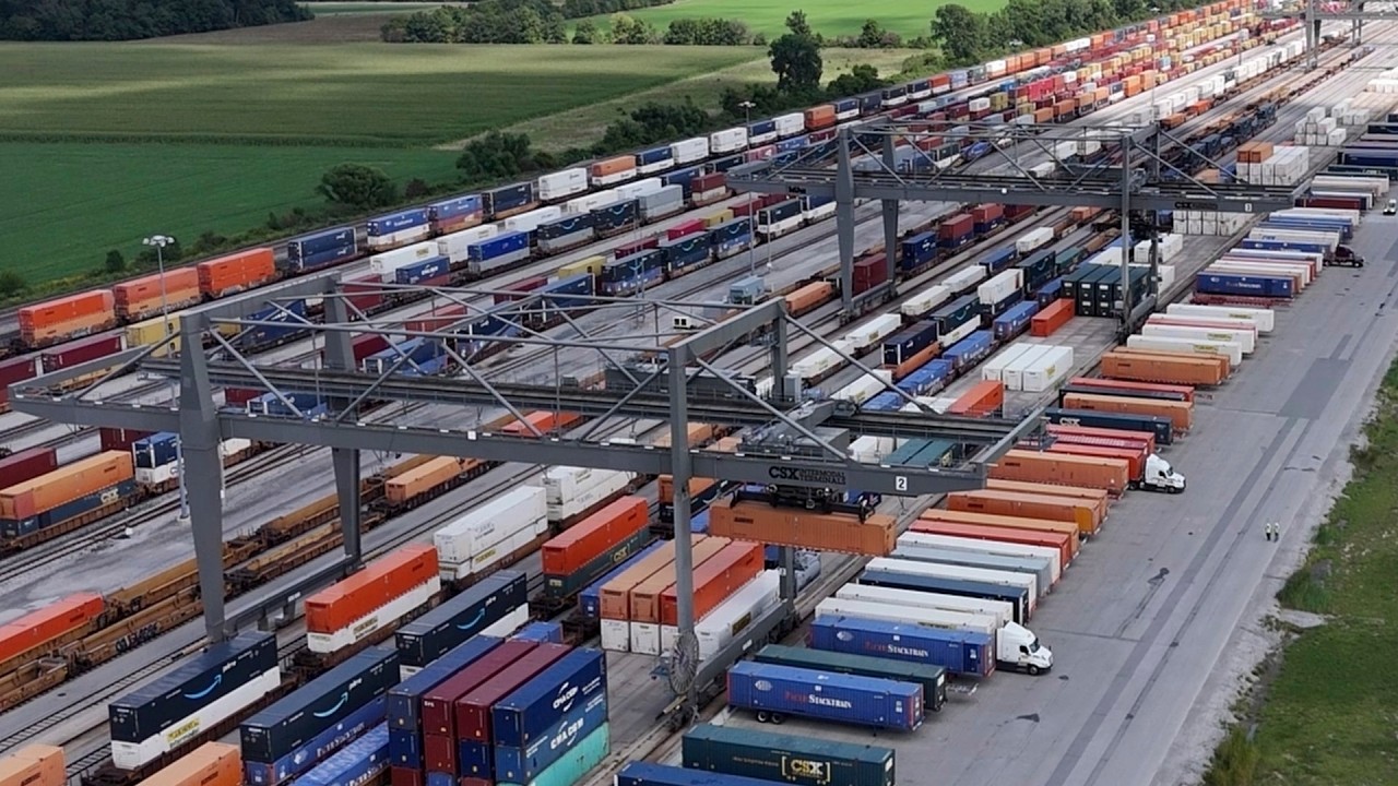 Follow containers from rail to trailer in the CSX Northwest Ohio Intermodal Terminal