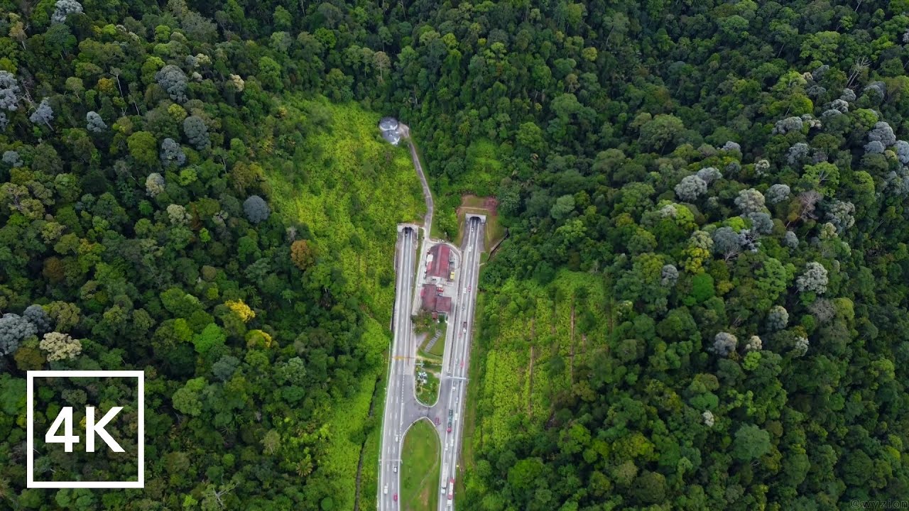 Calming Aerial View of Tropical Jungle and Expressway in Perak, Malaysia with Relaxing Music
