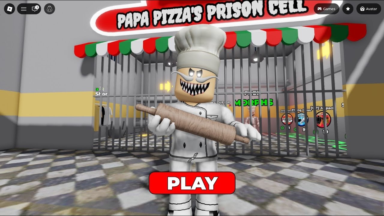 PAPA PIZZERIA SCARY PRISON RUN! Roblox scary obby gameplay walk through