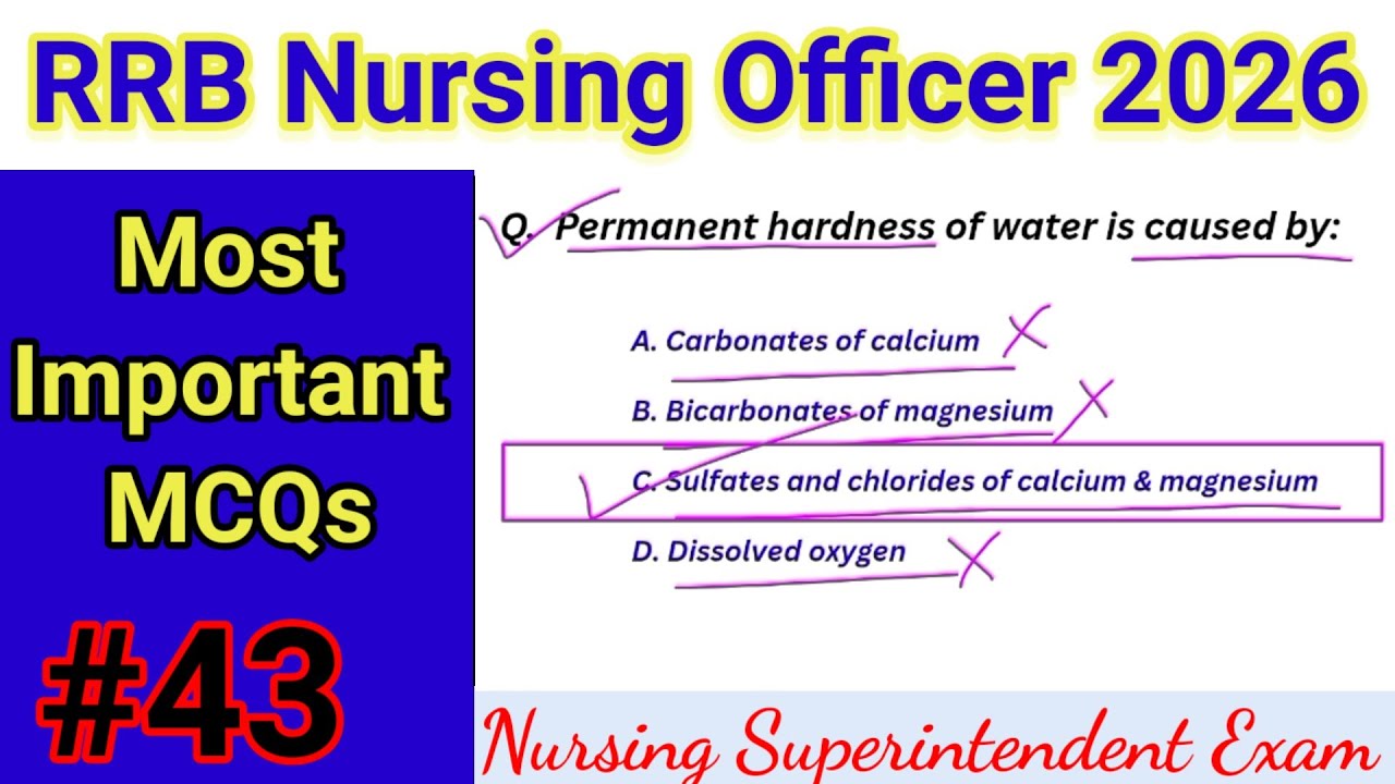 RRB Nursing Officer Exam 2026 || MCQ For RRB Staff Nurse Exam || RRB Nursing Superintendent class#43