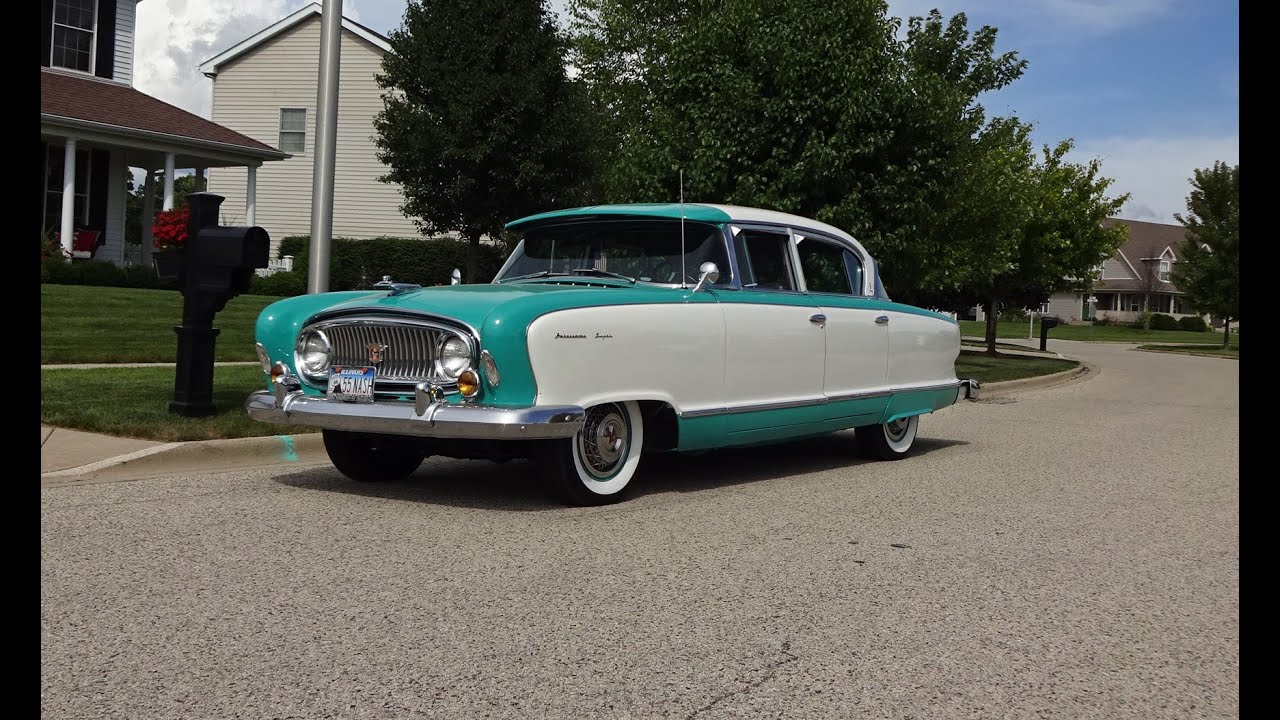 1955 Nash Ambassador Super in Caribbean Blue & White & Start Up on My Car Story with Lou Costabile
