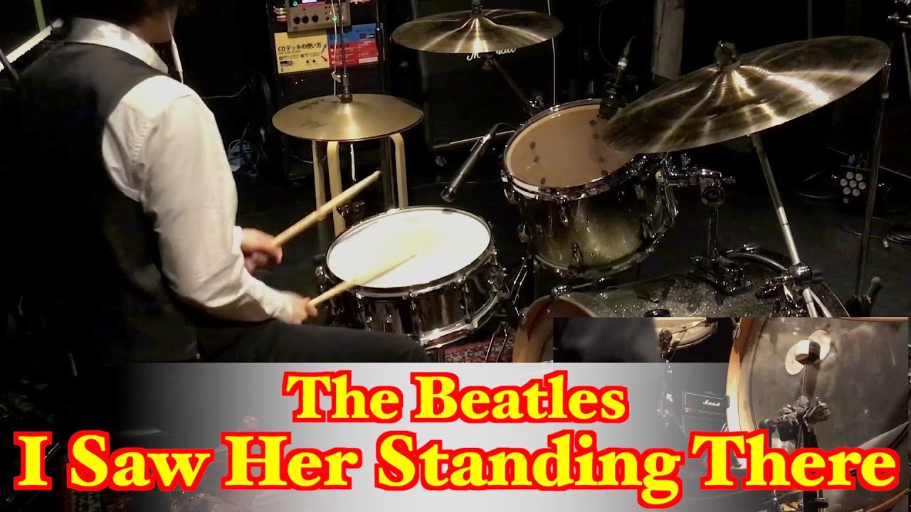 The Beatles - I Saw Her Standing There (Drums cover from fixed angle)