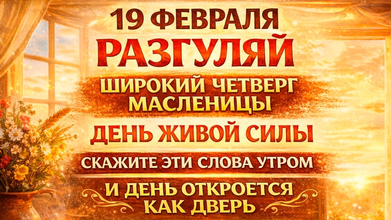 19 ФЕВРАЛЯ — РАЗГУЛЯЙ МАСЛЕНИЦЫ. СИЛЬНЫЙ ЧЕТВЕРГ. ДЕНЬ ЖИВОЙ СИЛЫ И ТЁПЛОГО ПОВОРОТА