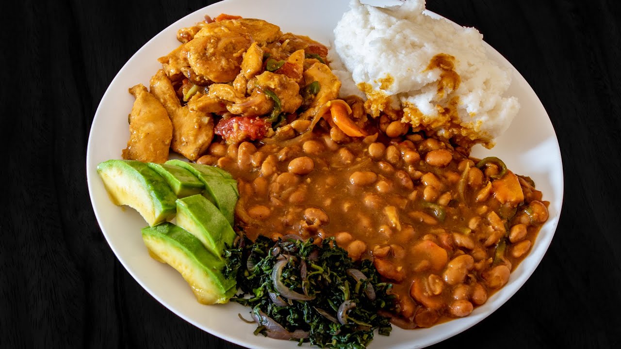 How to make Ugandan Posho, Beans, Chicken Fillet and Greens. Check my African recipe
