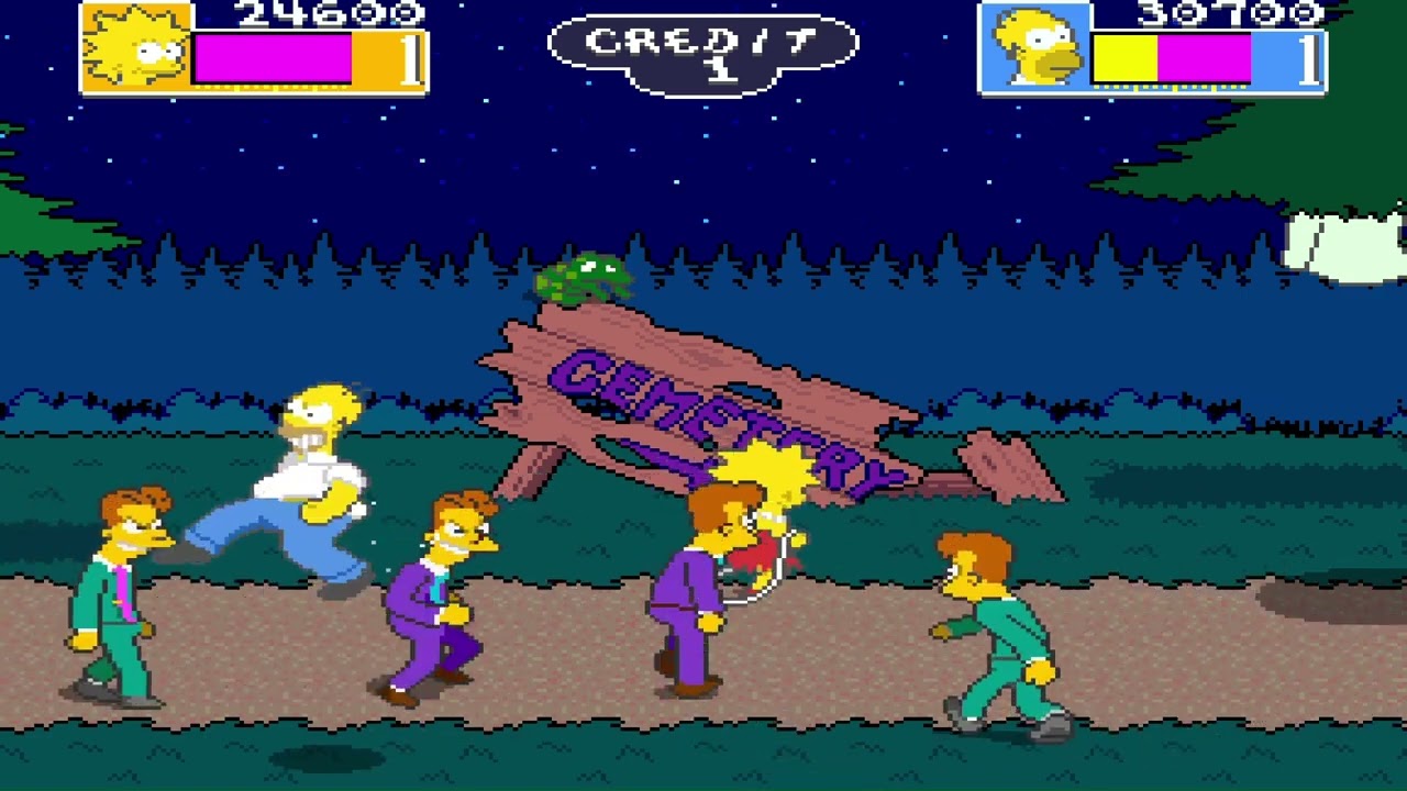 The Simpsons Arcade 2 players 1cc no death difficulty hardest