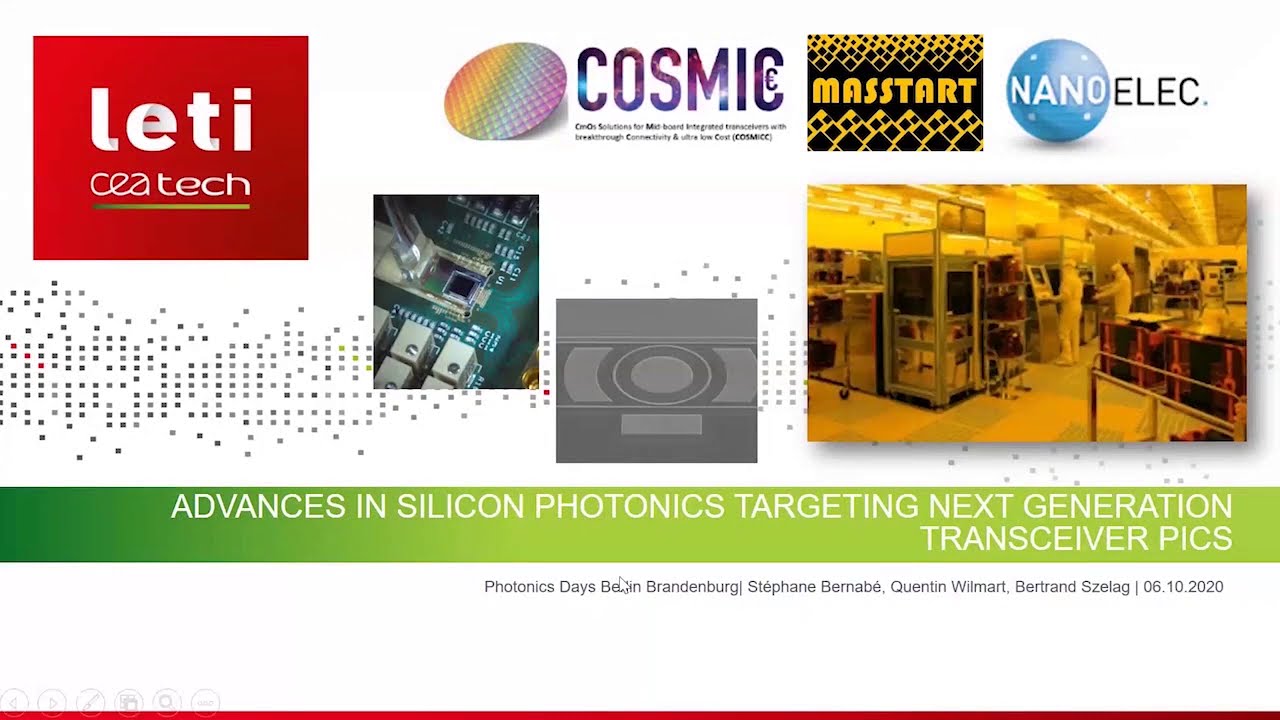 Advances in Silicon Photonics targeting next generation transceiver PICs, CEA-Leti