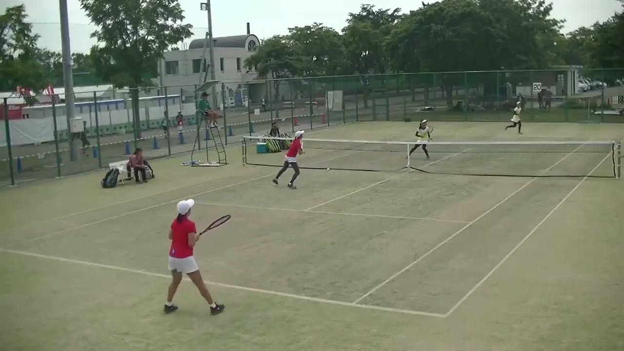 2023年IH テニス女子 団体 3回戦 1 新田 愛媛 x 早稲田実 東京 ダブルス