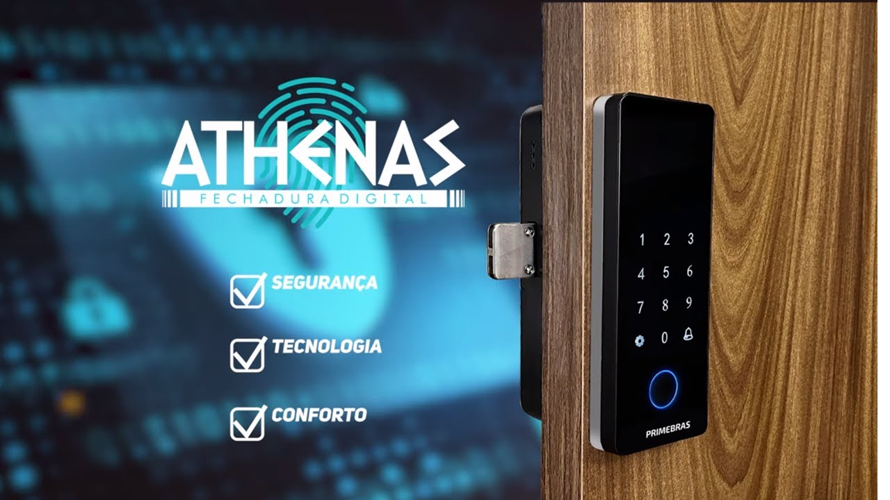 Fechadura Digital Biométrica Primebras Athenas Madeira Bluetooth -  Tuya